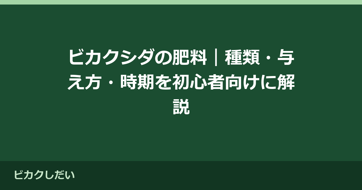 ビカクシダの肥料｜種類・与え方・時期を初心者向けに解説